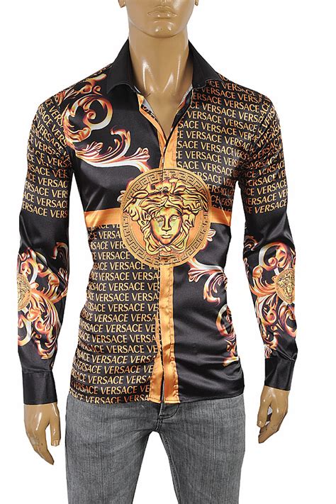 men black and gold versace shirt|versace collection men shirt black.